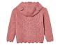 Pull rose en tricot avec capuche et oreilles pour bébés.