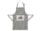 Tablier de cuisine gris à carreaux avec poche et imprimé oiseaux.