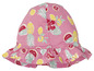 Un chapeau rose avec un imprimé ananas et citrons.