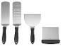 Spatules Grill Meister : deux spatules plates, une perforée et une spatule coudée.