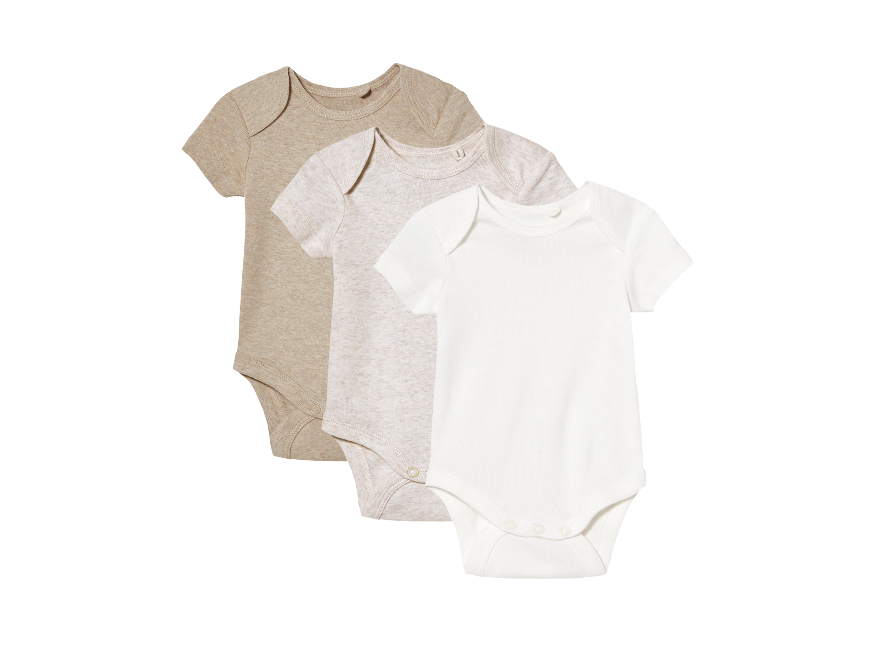 lupilu® Lot de 3 bodies bébé (beige foncé/beige/blanc, 50/56)