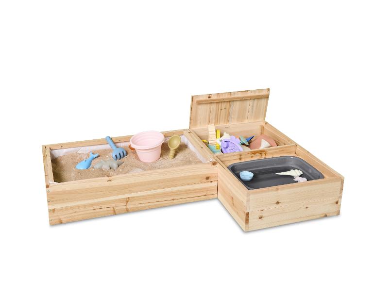 Bac à sable en bois avec jouets de sable et bac à eau