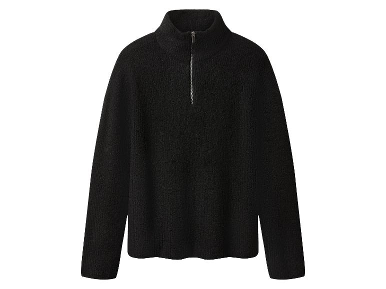 Pull noir pour homme avec demi-fermeture éclair et col montant.