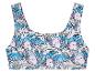 Haut de maillot de bain axolotl kawaii, vagues bleues.