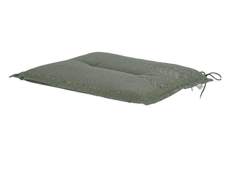 Un coussin vert Livarno Living avec des cordons.