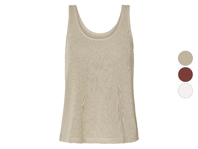 Débardeurs en maille beige, marron et blanc.