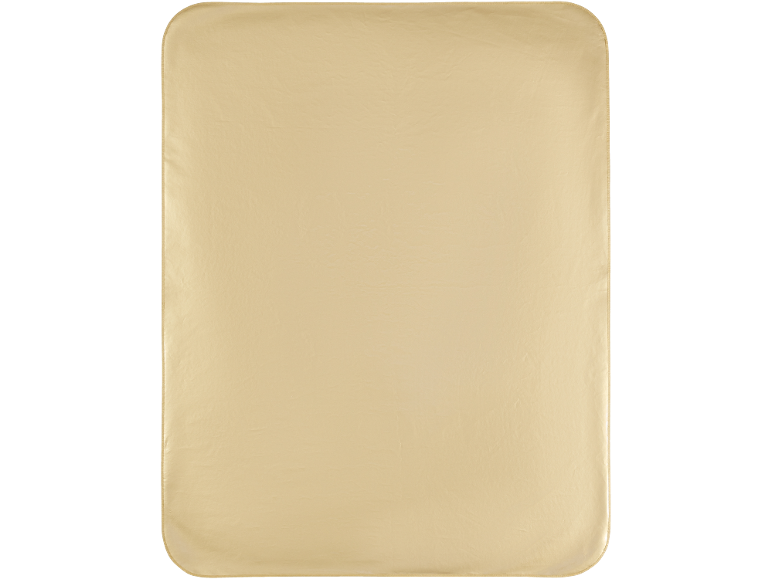 Une couverture unie jaune clair aux coins arrondis, idéale pour un bébé ou comme jeté.