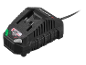 Chargeur de batterie pour série 20V, noir avec bouton vert et texte blanc.