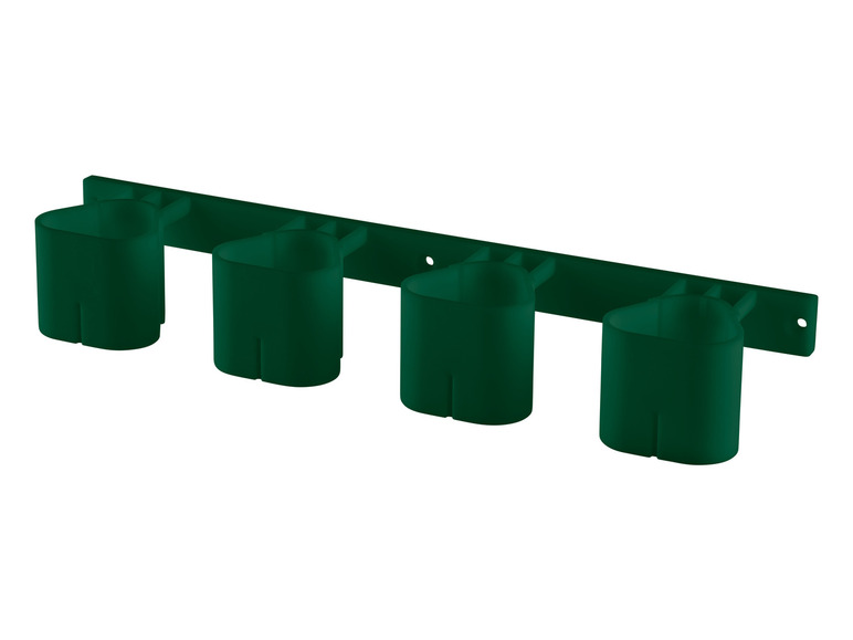 Un porte-gobelets mural vert pour quatre tasses.
