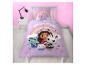 Parure de lit enfant violette avec personnages de dessins animés, arc-en-ciel et le texte « DREAM IT UP! »