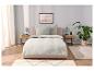 Draps de lit gris clair, style minimaliste.