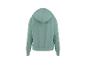 Vue arrière d'un sweat à capuche turquoise pour femme.