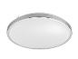 Plafonnier LED rond avec cadre métallique argenté et diffuseur blanc