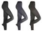Trois paires de collants pour femmes en noir, gris foncé et marron.