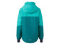 Une veste turquoise à capuche pour enfants.