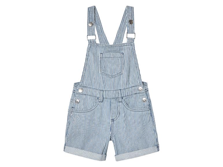 Salopette courte rayée bleu marine pour enfant.
