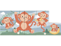 Puzzle en bois avec des singes joyeux et une chenille dans la jungle.