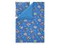 Parure de lit enfant bleue avec housse de couette et taie d'oreiller à motifs chiots.