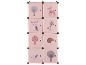 Armoire enfant rose avec illustrations d'animaux de la forêt et d'arbres