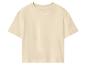 T-shirt beige pour femme à manches courtes et col rond.