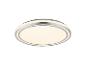 Plafonnier LED rond argenté avec surface lumineuse blanche.