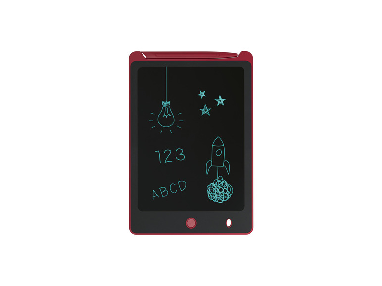 Une tablette LCD rouge pour écrire avec un stylet et des gribouillis