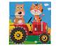 Puzzle en bois avec un tracteur, un chien et un chat.