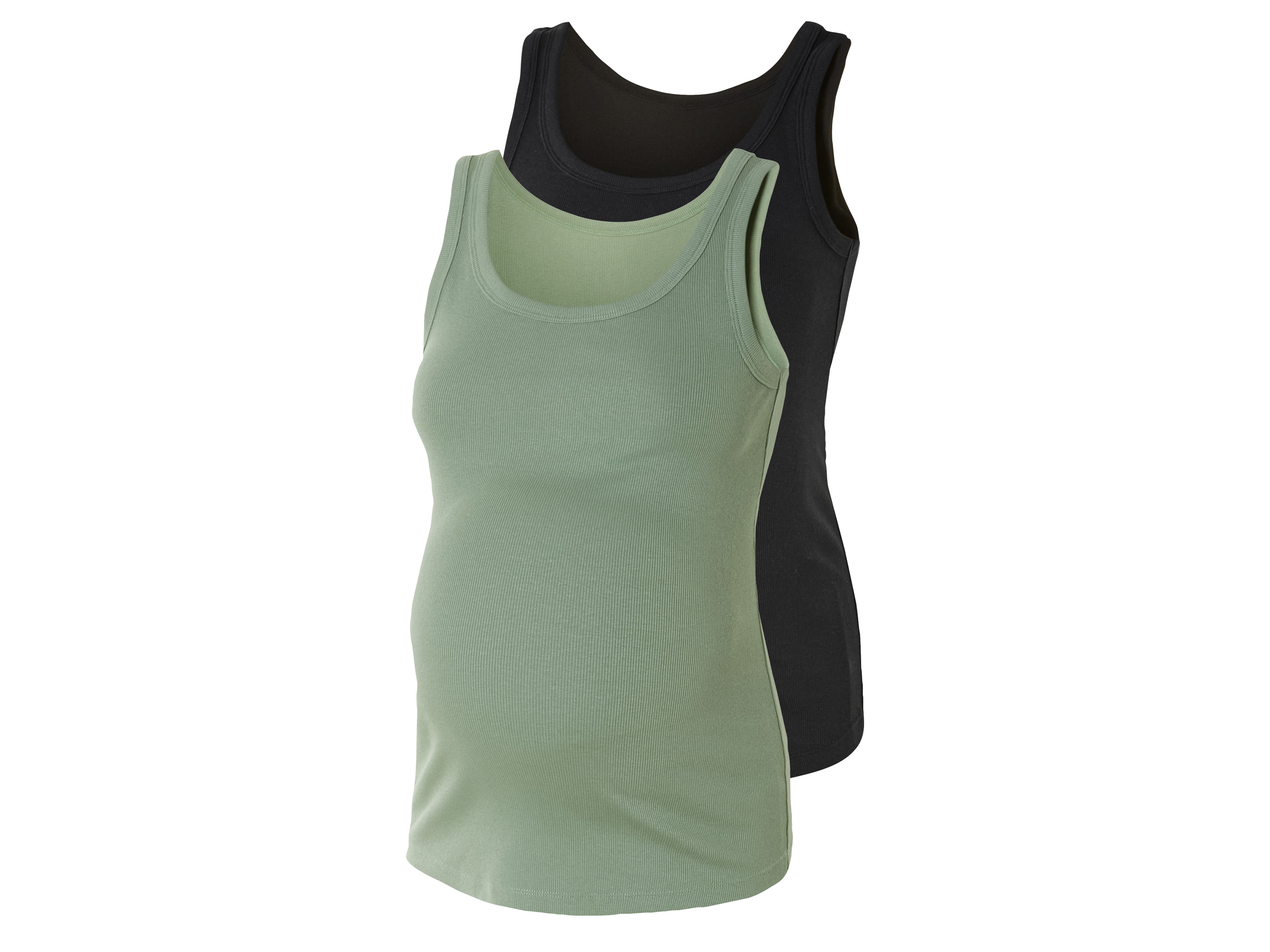 esmara® Lot de deux débardeurs de grossesse femme (noir/vert, S(34/36))