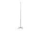 Un lampadaire argenté avec un pied rectangulaire.