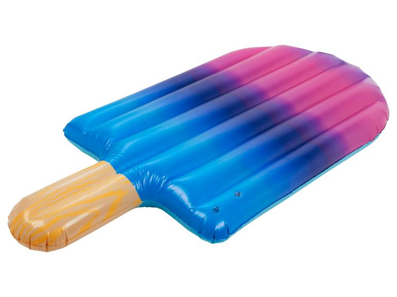 Flotteur piscine géant en forme de popsicle, bleu, rose et orange.