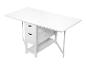 Table pliante blanche avec tiroirs.