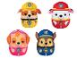Quatre peluches Paw Patrol en différents uniformes.