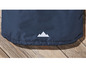 Veste bleu marine avec un logo de montagne blanc.