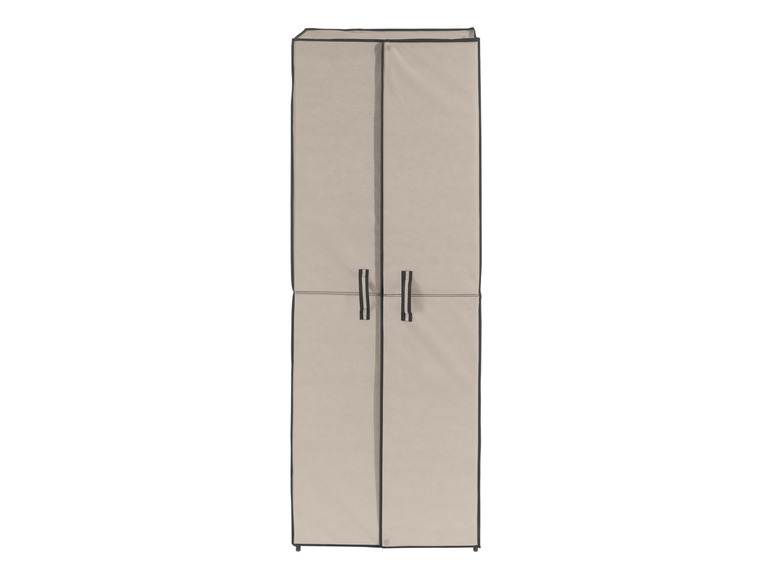 Armoire beige à deux portes avec des poignées noires