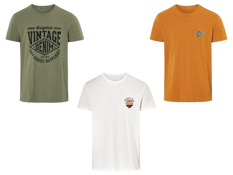 Trois t-shirts avec des motifs vintage : 'Original Vintage Denim', 'Sunset Way' et 'Raw Denim'.