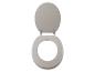 Un abattant de toilette gris avec le couvercle fermé.