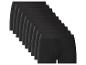Une pile de dix boxers noirs pour hommes, soigneusement pliés et disposés en diagonale.