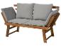 Banc de jardin en bois avec dossiers réglables et coussins gris