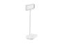 Lampe de bureau LED blanche avec bras flexible et base rectangulaire.