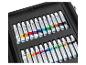 Un ensemble de 24 tubes de peinture aquarelle et acrylique Crelan dans une boîte noire.