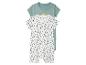 Ensemble bébé : grenouillère étoiles et lune et t-shirt vert clair.