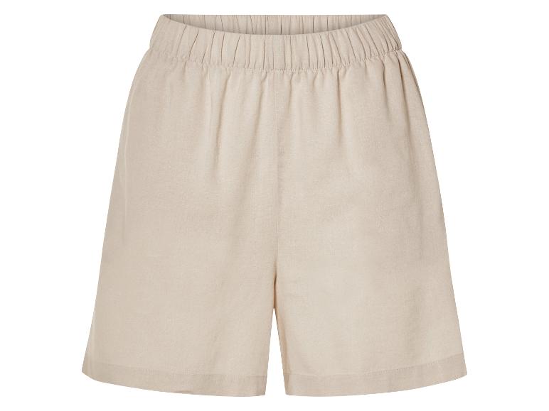 Shorts en lin beige, style décontracté.