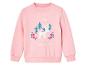 Un sweat-shirt rose à thème de Noël avec un renne et le texte 'Oh deer! Christmas is here'.