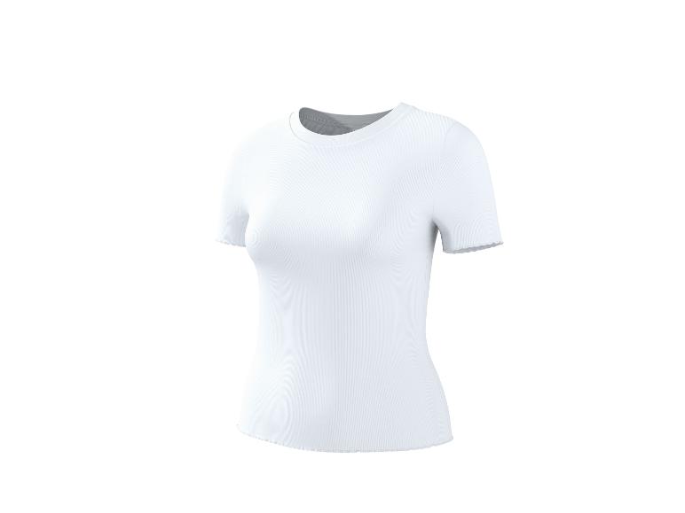 T-shirt blanc à manches courtes pour femme avec texture côtelée