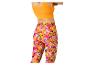 Leggings fleuris et top sport orange.