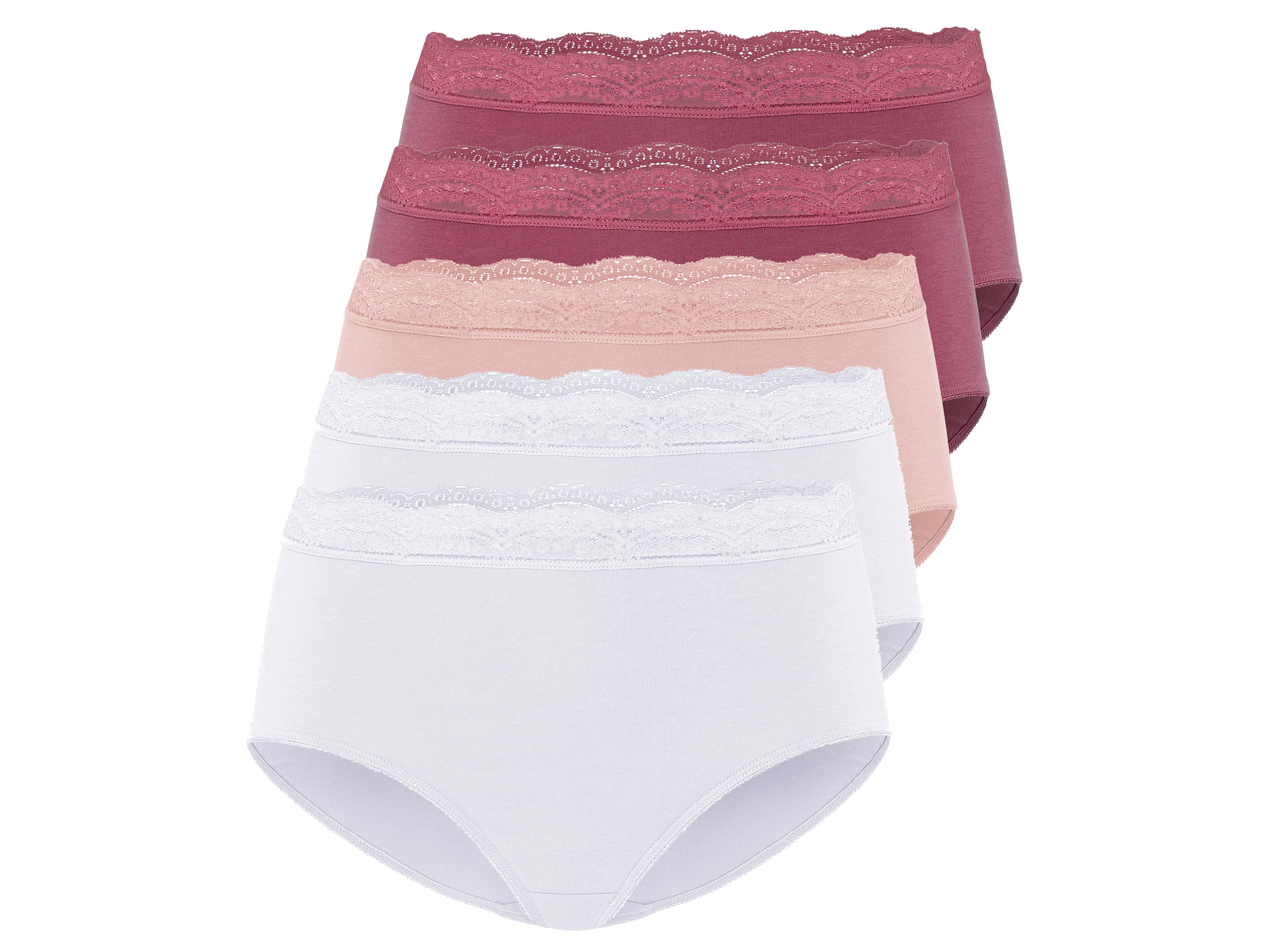 esmara® Lot de 5 culottes en dentelle femme (rose/blanc)