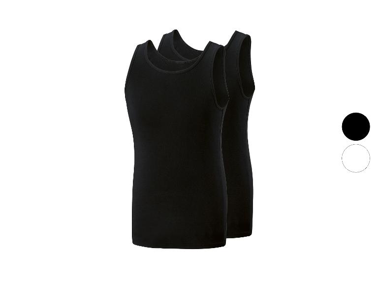 Deux débardeurs noirs pour hommes, avec des options de couleur noir et blanc.