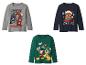 Trois t-shirts de Noël à manches longues pour garçons : Justice League, Pat' Patrouille et Mickey Mouse.