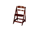 Chaise haute en bois marron foncé avec dossier et assise réglables.