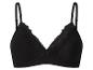 Soutien-gorge noir en dentelle avec bretelles réglables.